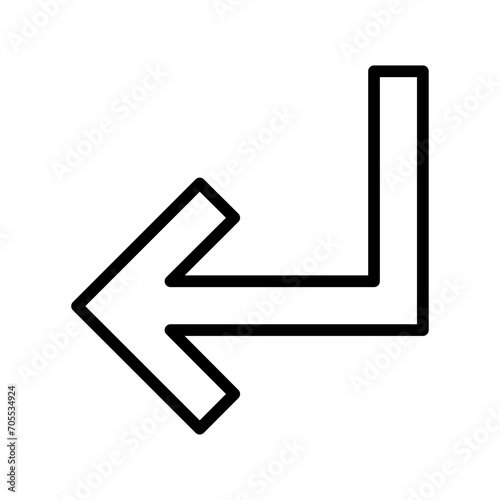 Turn Down Left arrow solid glyph icon