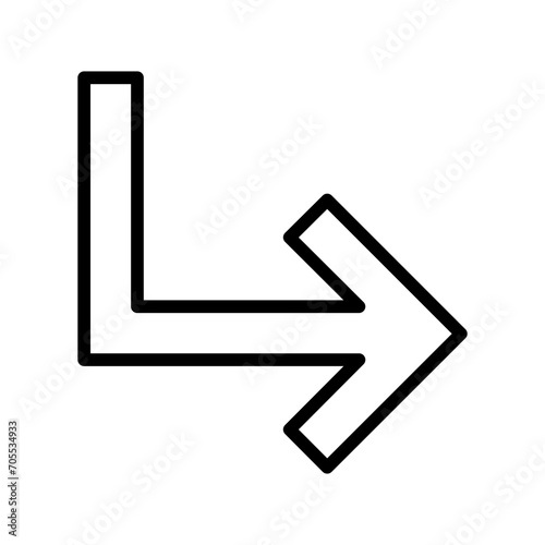 Turn Down Right arrow solid glyph icon
