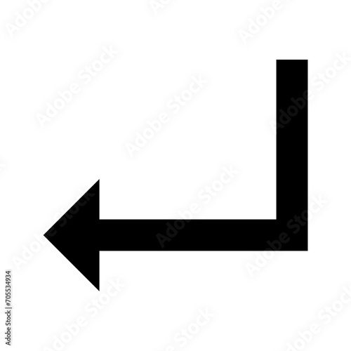 Turn Down Left arrow solid glyph icon