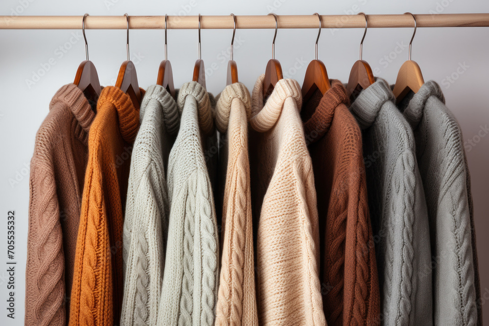 Φωτογραφία A cozy boutique with a variety of knitted clothes in warm autumn colors