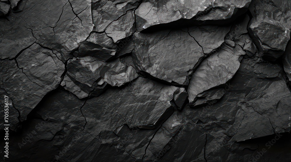 A textured black stone background crafted from the rough, dark grey surface of a mountain, complete with cracks and ample space for creative design A textured black stone background crafted from the rough, dark grey surface of a mountain, complete with cracks and ample space for creative design
