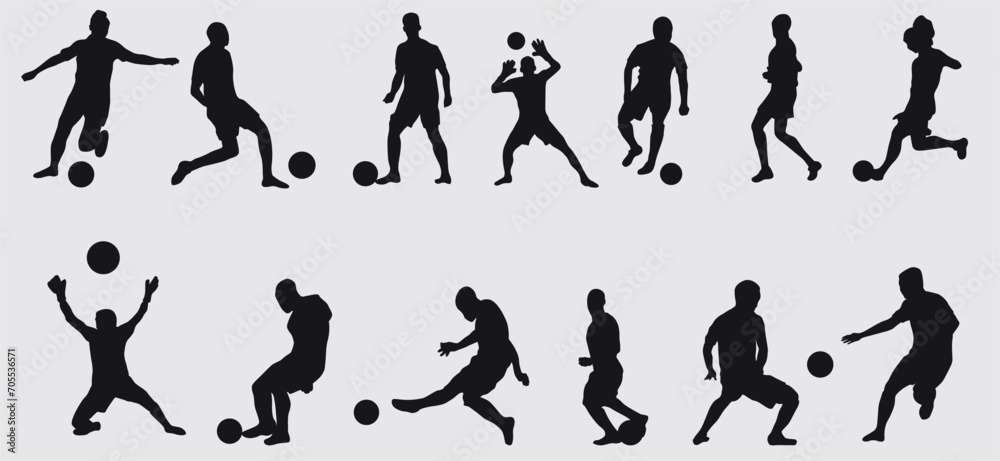 soccer shoot , footballer or football player silhouettes