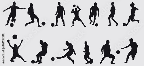 soccer shoot   footballer or football player silhouettes