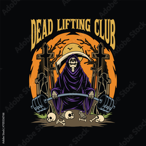 vector hand drawn creepy grim reaper dead lifting illustrations
