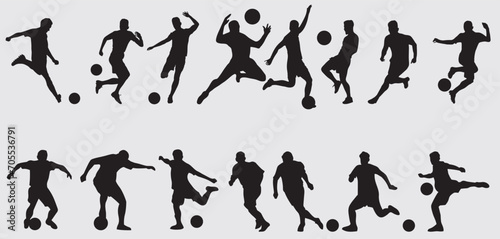 soccer player silhouette illustration. vector set of football players photo