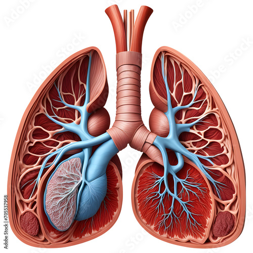 Human lungs medical illustration, 3d rendering of human body photo