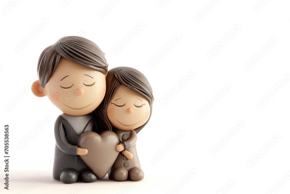 Romantic Valentine's Day Love and affection, 3D cartoon couple, cute Romantic Valentine's Day Love and affection, 3D cartoon couple, cute