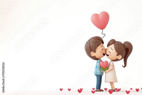 Romantic Valentine s Day Love and affection  3D cartoon couple  cute