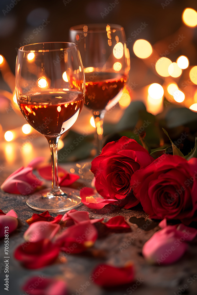 Romantic background two glasses of wine for lovers Romantic background two glasses of wine for lovers