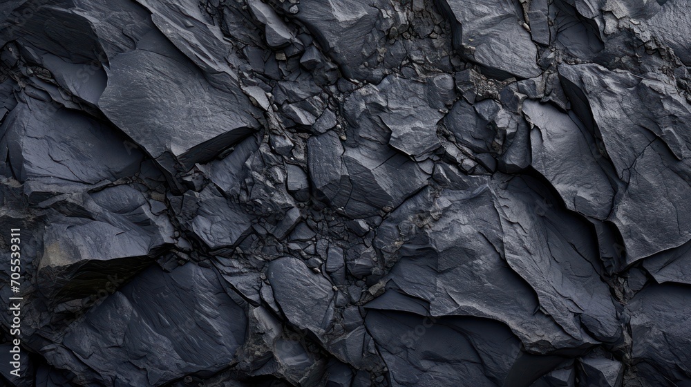 A textured black stone background crafted from the rough, dark grey surface of a mountain, complete with cracks and ample space for creative design A textured black stone background crafted from the rough, dark grey surface of a mountain, complete with cracks and ample space for creative design