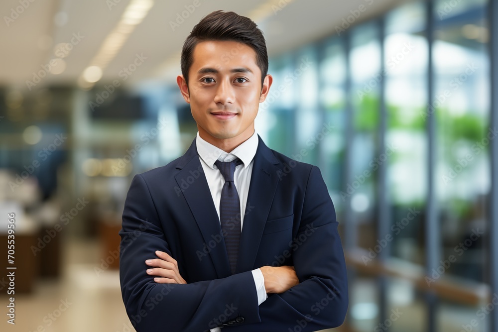 Portrait of Japanese businessman in business district Portrait of Japanese businessman in business district