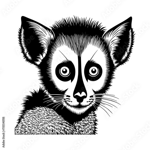 black and cartoon illustration of a Lemur Vector Illustration.