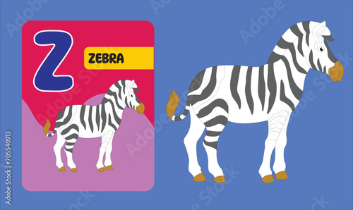 Alphabet cards for kids. Educational preschool learning ABC card with animal and letter cartoon vector illustration set. Flashcards with cute characters and english words placed in alphabetical order.