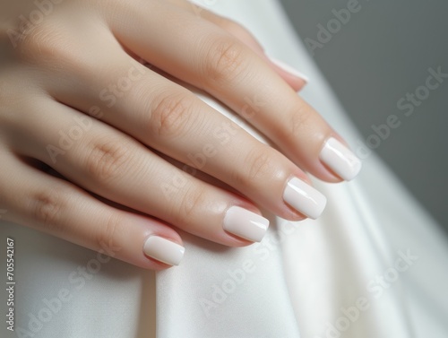 Close-up of bride s hands with elegant nail art