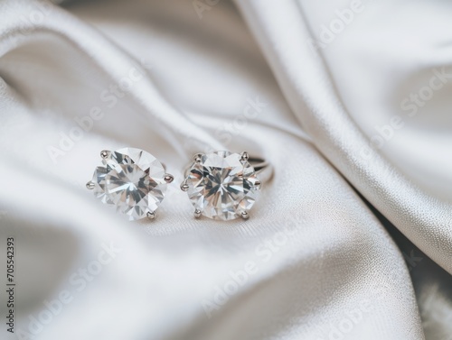 Close-up of bride's stunning diamond earrings