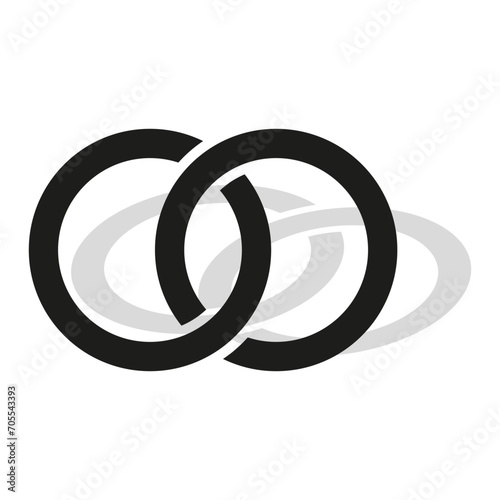 Interlocking circles, rings concept icon. Vector illustration. EPS 10.