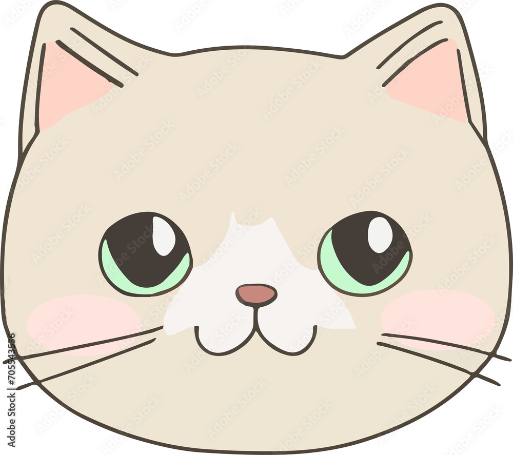 Cartoon Isolated Cat Face Icon Cartoon Isolated Cat Face Icon