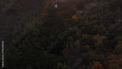 tower in temple with sunset photo