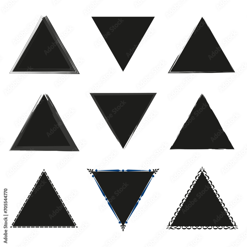 Brush paint ink triangle shaped elements. Vector illustration. EPS 10. Brush paint ink triangle shaped elements. Vector illustration. EPS 10.