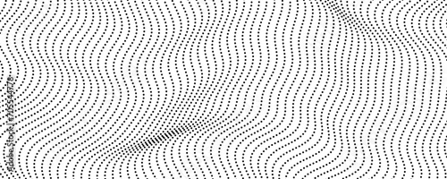Halftone monochrome background with flowing dots