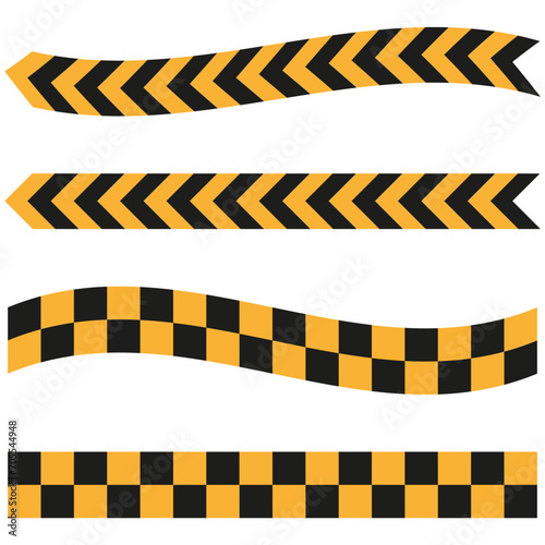 Yellow and black warning ribbons. Vector illustration. EPS 10.