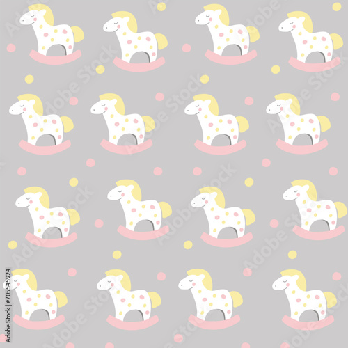 seamless vector pattern cute pony horses for children