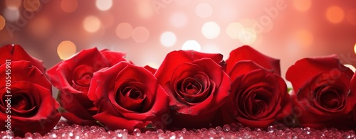 Red rose on pink background  Valentine special. Created with Ai