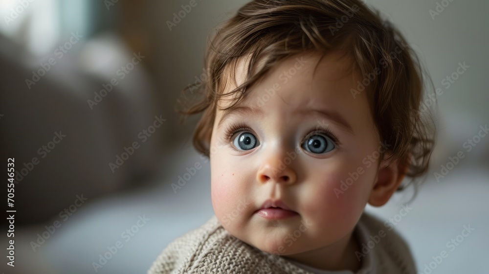 portrait of a little child looking shocked