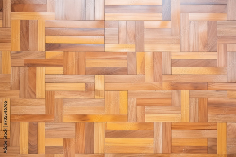 Naklejka premium dark stained acacia parquet flooring slabs