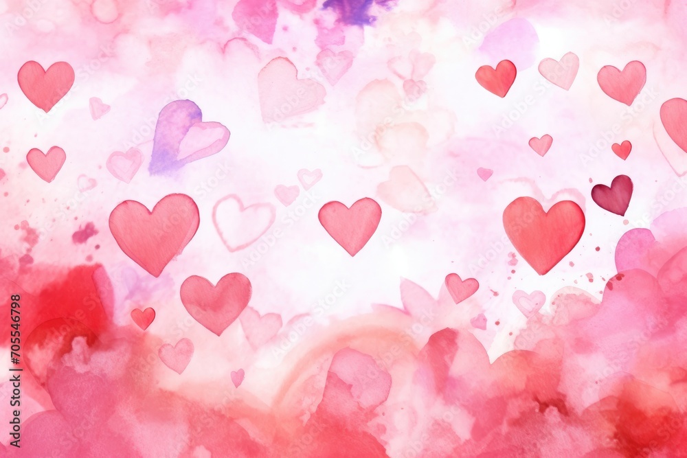 Heart pattern water color style. Valentine Background. Generative AI
