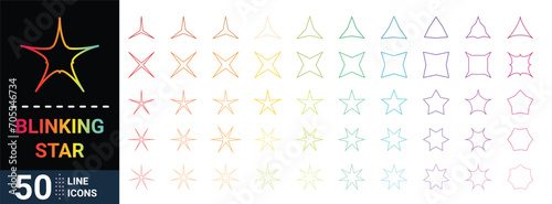 Blinking star colorful line icon collection - Vector