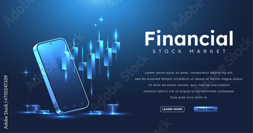 3d stock market and exchange candle stick graph chart illustration