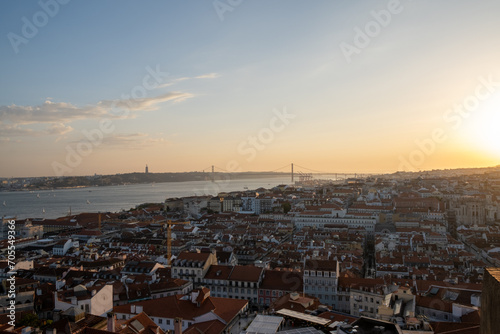 View of the 25 de Abril bridge, famous Lisbon tourist landmark.Tagus river. Portugal. © Otávio Pires