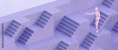 Abstract background. Purple ladder of hope with business leadership ideas and empowering the next generation of leaders to develop future business goals. copy space, digital, website, 3d Rendering