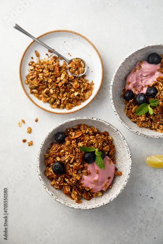 Granola bowl with yogurt and berries