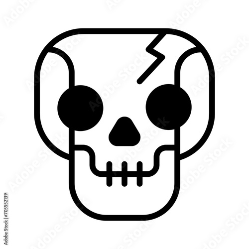 Skull head solid glyph icon