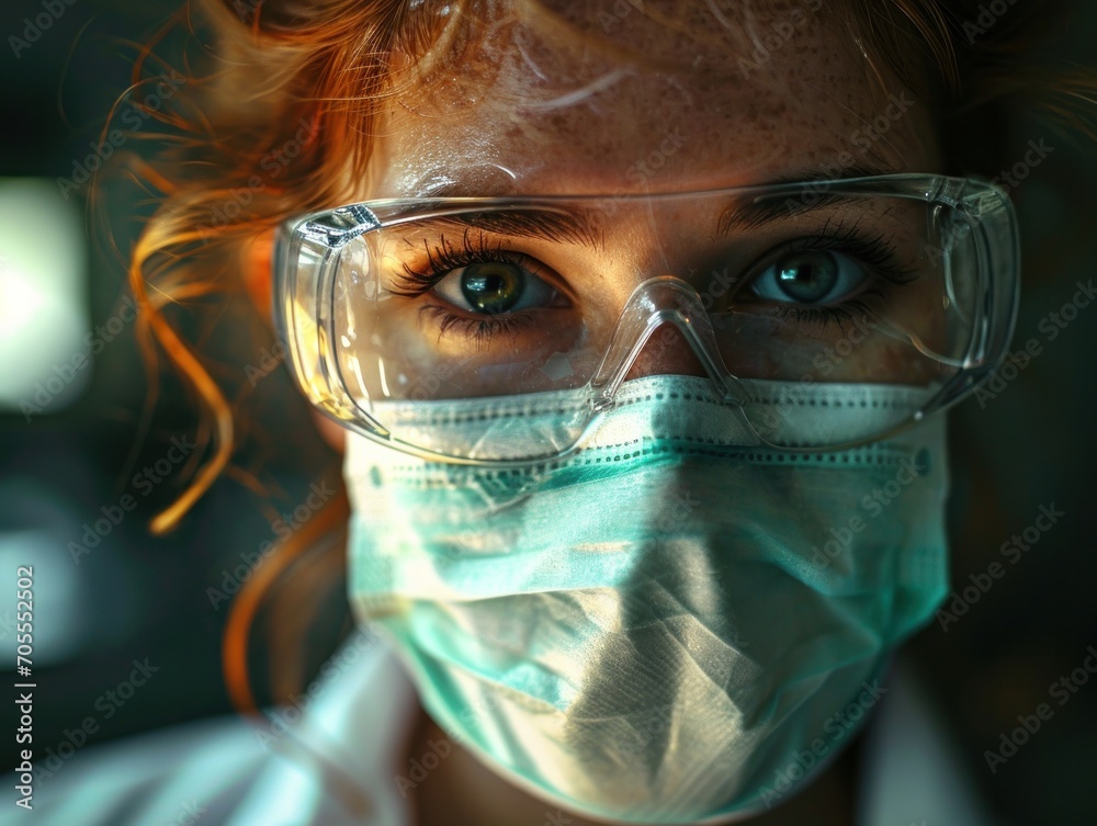 Dentist in Mask and Protective Glasses