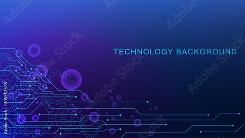 Abstract digital technology concept with electronic circuit board. Modern network connection and global communication concept background.