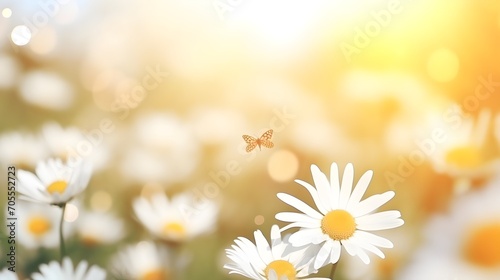 Background with white daisies, copy space.