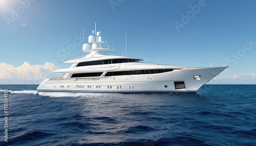 White luxury yacht sailing in ocean