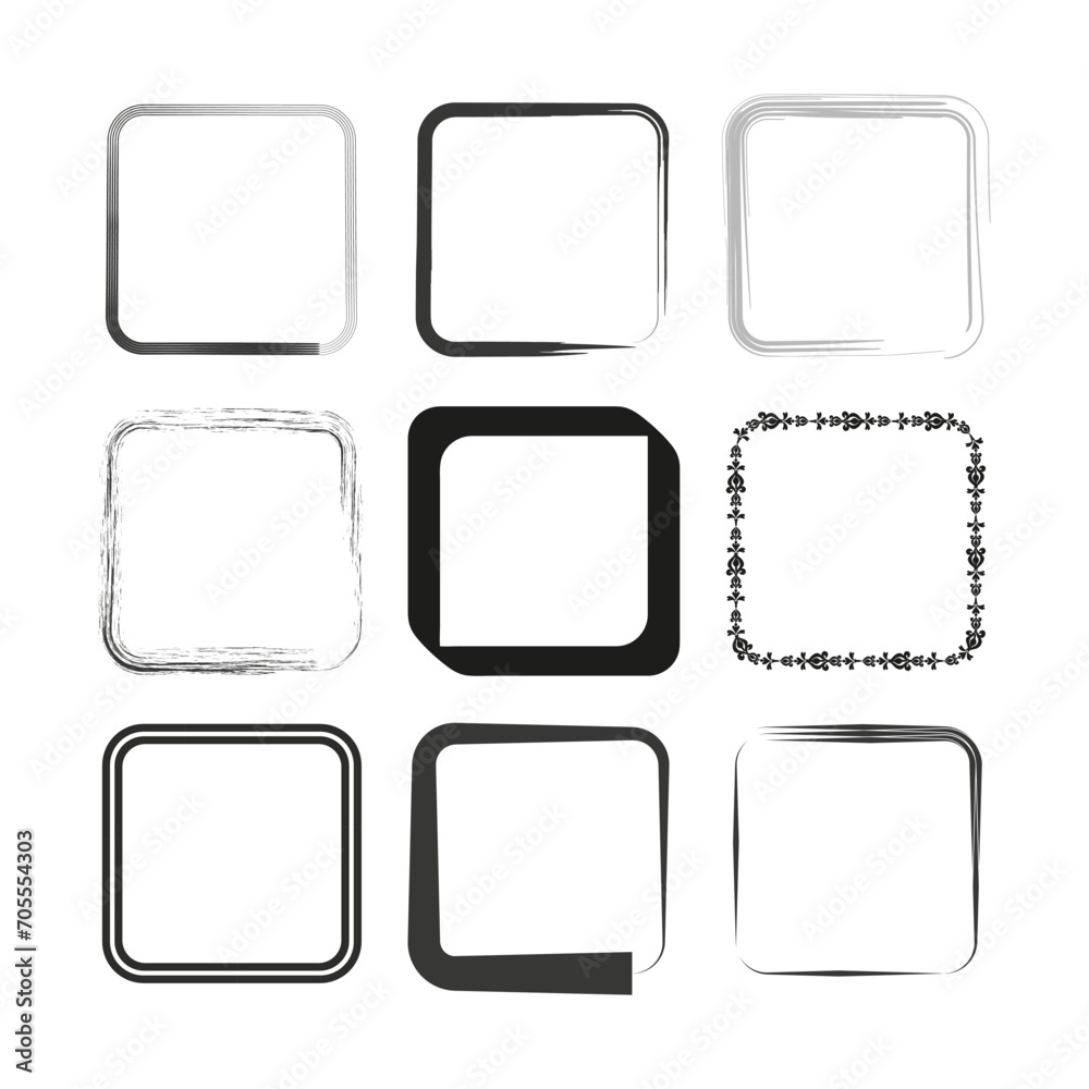 Hand drawn rectangular frames. Square frames set. Vector illustration. EPS 10. Hand drawn rectangular frames. Square frames set. Vector illustration. EPS 10.