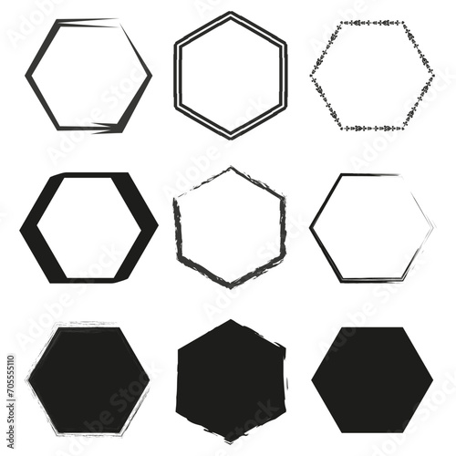 Grunge hexagon. Vector illustration. EPS 10. photo