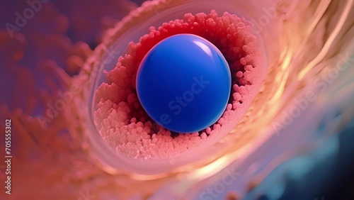 Closeup view of the otic vesicle in a human embryo, showcasing the incredible intricacy of this vital structure in the early development of the ear. photo