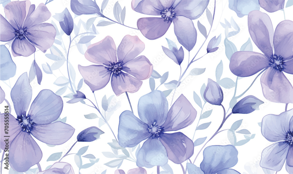 Fototapeta premium blue floral background watercolor
