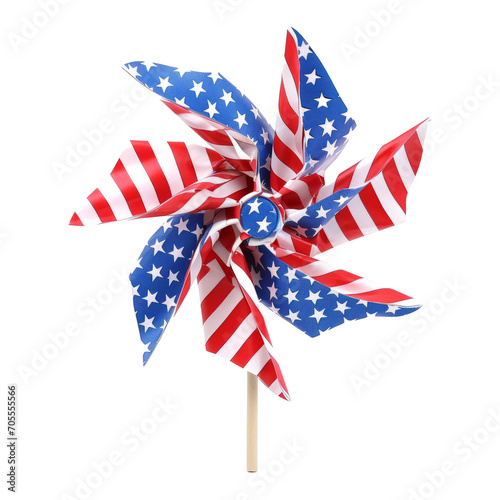 Patriotic Red White and Blie Pinwheel with Stars and Stripes of USA