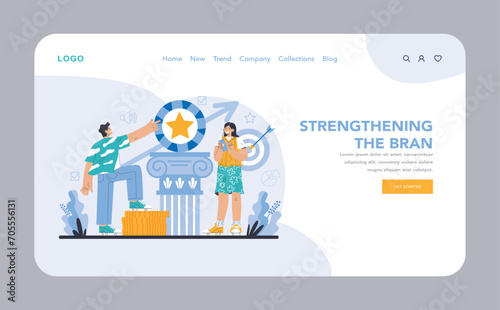 Reputation management web or landing. Building relationship with targeted audience. Customer satisfaction and engagement with a brand. Public relations strategy. Flat vector illustration