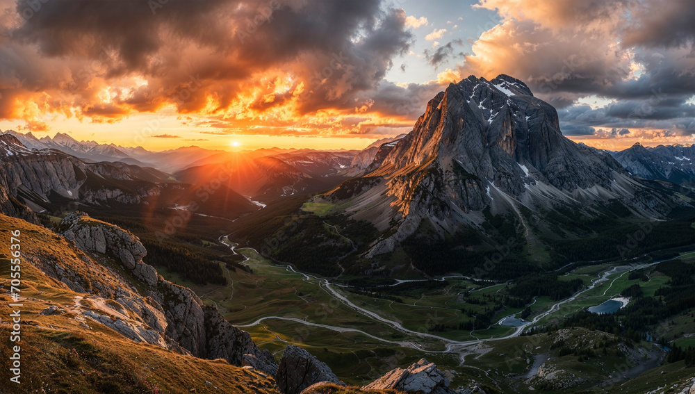 Fototapeta premium sunset over the mountains