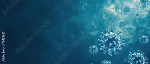 A virus on a blue background. Virus protection photo