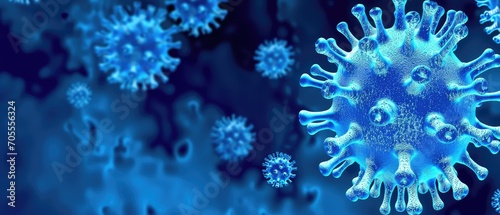 A virus on a blue background. Virus protection