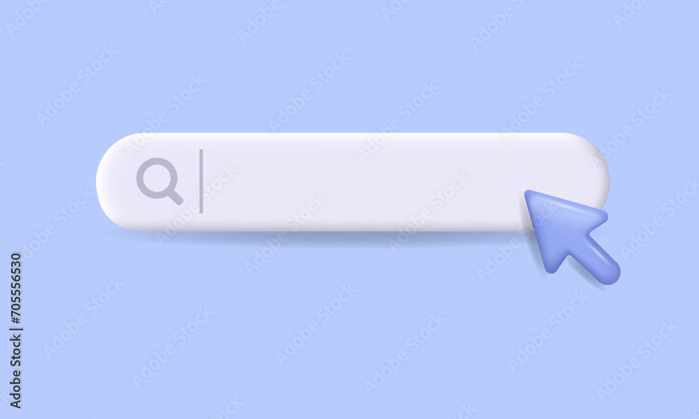 Web browser navigation search, 3D arrow mouse cursor. Internet search. Vector. Web browser navigation search, 3D arrow mouse cursor. Internet search. Vector.